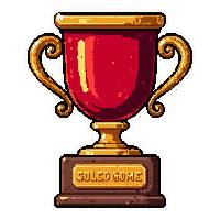 golden statue  ruby red glass