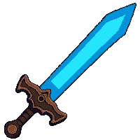 curved dagger  glowing magical blue