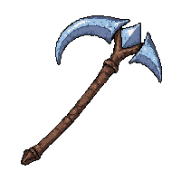 double bladed scythe  frost coated icy