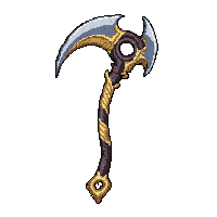 double bladed scythe  ornate gold trimmed