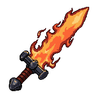 iron sword  fire enchanted red hot