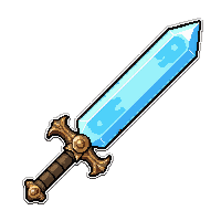 iron sword  glowing magical blue