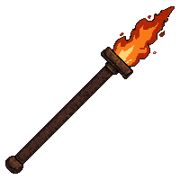 long spear  fire enchanted red hot