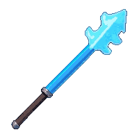long spear  glowing magical blue