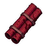 Dynamite Sticks Bundle Blood Stained Dark — free pixel art sprite from the Runner Western Weapons collection, transparent PNG