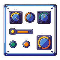 Scifi Cryogenic Controls Panel Freeze Thaw Dials — free pixel art sprite from the Scifi Interior collection, transparent PNG
