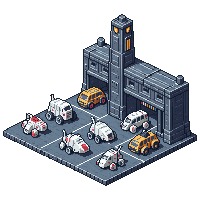 scifi hangar bay open space ships parked