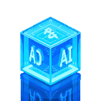 ai core cube glowing blue intelligence