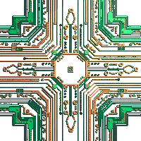 circuit board green chips traces copper
