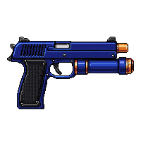 laser pistol compact blue barrel energy cell