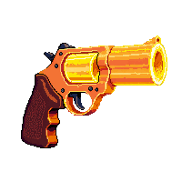 plasma revolver orange glowing cylinder barrel