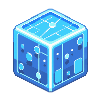 quantum battery cube silver blue glow