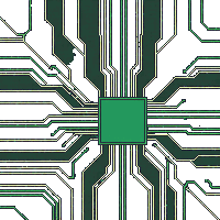 circuit board green chips copper traces