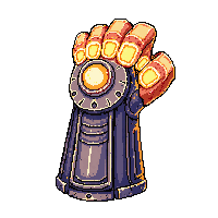 gauntlet metal fist power glowing