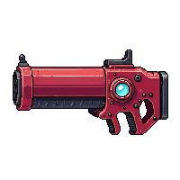laser cannon mounted large red barrel