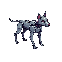 robot dog four legs metal silver