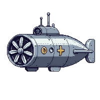 submarine futuristic silver viewport propeller