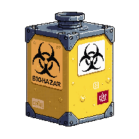 Hazmat Container Sealed Warning Labels Biohazard — free pixel art sprite from the Scifi Pro collection, transparent PNG