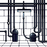 Maintenance Crawlspace Tight Pipes Wires Dark Access — free pixel art sprite from the Scifi Pro collection, transparent PNG