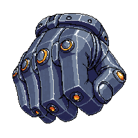 Mech Fist Closeup Large Metal Knuckles Hydraulic — free pixel art sprite from the Scifi Pro collection, transparent PNG
