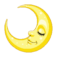 crescent moon face profile sleeping golden