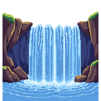 waterfall cascade blue flowing down rocks stream