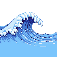 wave ocean blue curling white foam cap