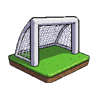 inflatable pop up goal  grass stained base