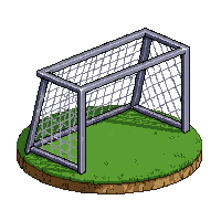metal cage goal  grass stained base