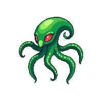 Alien Creature Green Tentacled Small — free pixel art sprite from the Space collection, transparent PNG