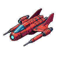 Alien Enemy Ship Red Hostile Fighter — free pixel art sprite from the Space collection, transparent PNG