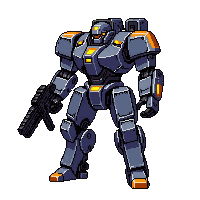 Mechanical Sentinel Guard Robot Armed — free pixel art sprite from the Space collection, transparent PNG