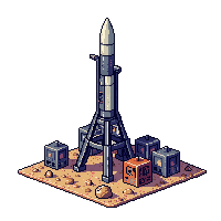 Mining Rig Asteroid Drill Operation — free pixel art sprite from the Space collection, transparent PNG