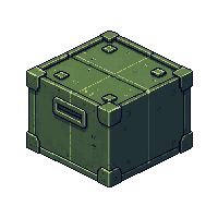 space ammo crate military green box