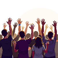 crowd cheering hands waving excitement effect