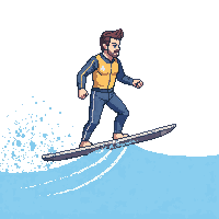 surfer board wave riding wetsuit balance