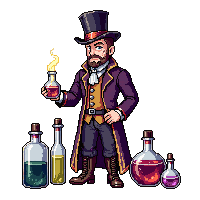 Steampunk Alchemist Bottles Potions Victorian Robes — free pixel art sprite from Steampunk