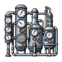 Steampunk Boiler Room Pipes Pressure Gauges — free pixel art sprite from Steampunk