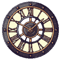 Steampunk Clock Face Roman Numerals Brass Ornate — free pixel art sprite from Steampunk