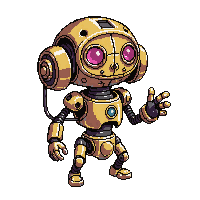 Steampunk Clockwork Automaton Humanoid Brass Gears — free pixel art sprite from the Steampunk collection, transparent PNG