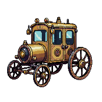 steampunk clockwork carriage horseless wheels