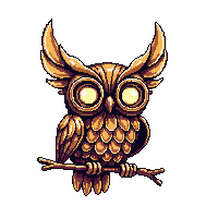 steampunk clockwork owl brass feathers perched