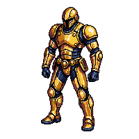 Steampunk Corrupt Officer Brass Armor Menacing — free pixel art sprite from the Steampunk collection, transparent PNG