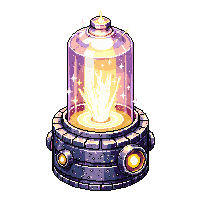 Steampunk Crystal Power Source Glowing Container — free pixel art sprite from the Steampunk collection, transparent PNG