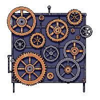 Steampunk Gear Wall Large Decorative Mechanical — free pixel art sprite from the Steampunk collection, transparent PNG