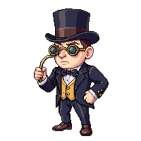 steampunk gentleman top hat monocle cane brass