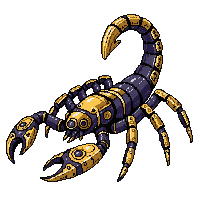 Steampunk Mechanical Scorpion Brass Tail Stinger — free pixel art sprite from the Steampunk collection, transparent PNG