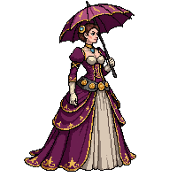 steampunk noblewoman elegant gown parasol gears
