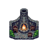 topdown blacksmith forge stone chimney