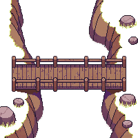 topdown bridge wooden over river crossing